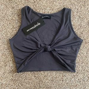 BRAND NEW Myoutfitonline basic knot crop top- charcoal.